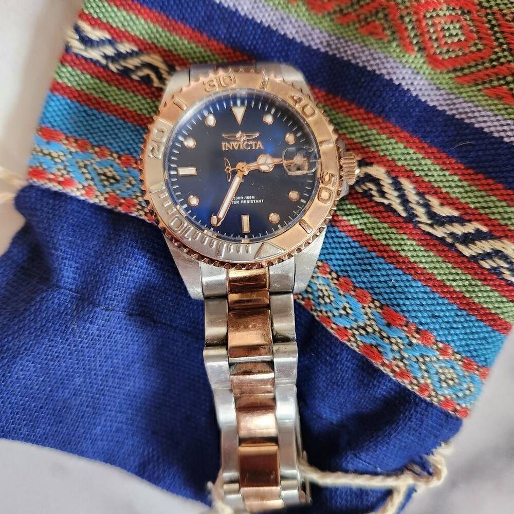 Invicta pro diver womens quartz wristwatch blue dial stainless steel